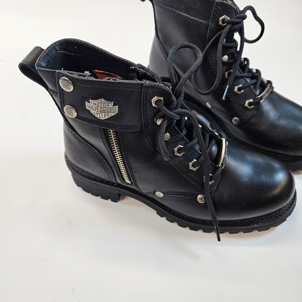 Y2K 90’s Harley Davidson Women's Cynwood Boots VTG women’s sz 8.5 black leather - Picture 2 of 13